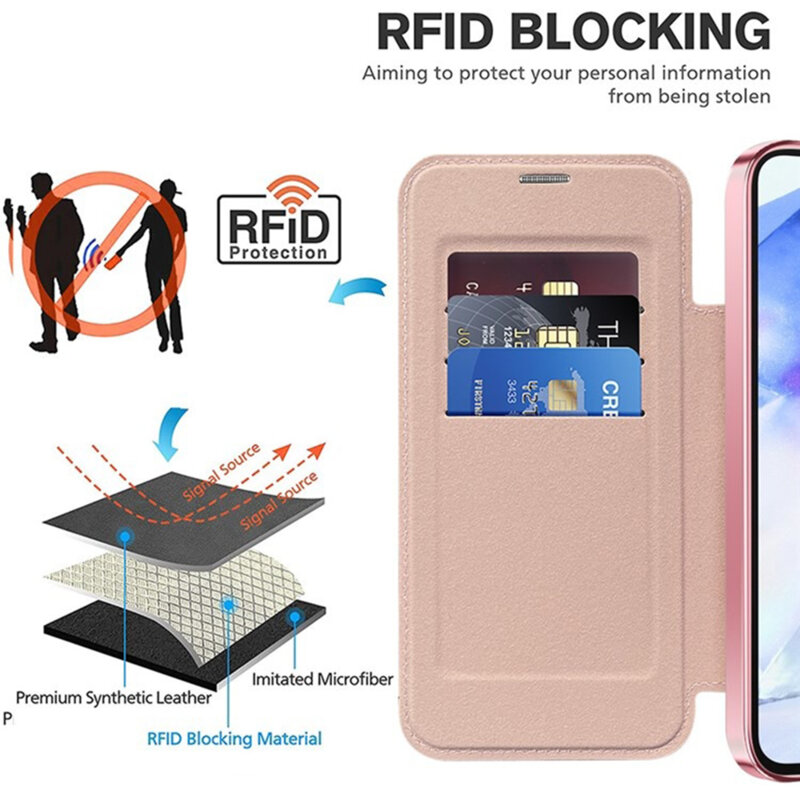 Husa Samsung Galaxy A55 5G Techsuit SmartMag Book Case, roz