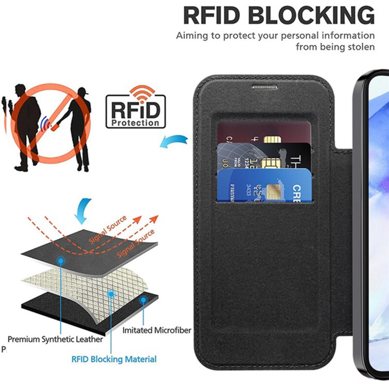 Husa Samsung Galaxy A55 5G Techsuit SmartMag Book Case, negru