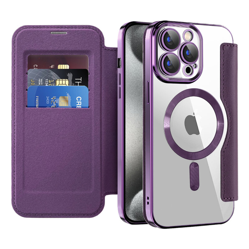 Husa iPhone 15 Pro Techsuit SmartMag Book Case, mov