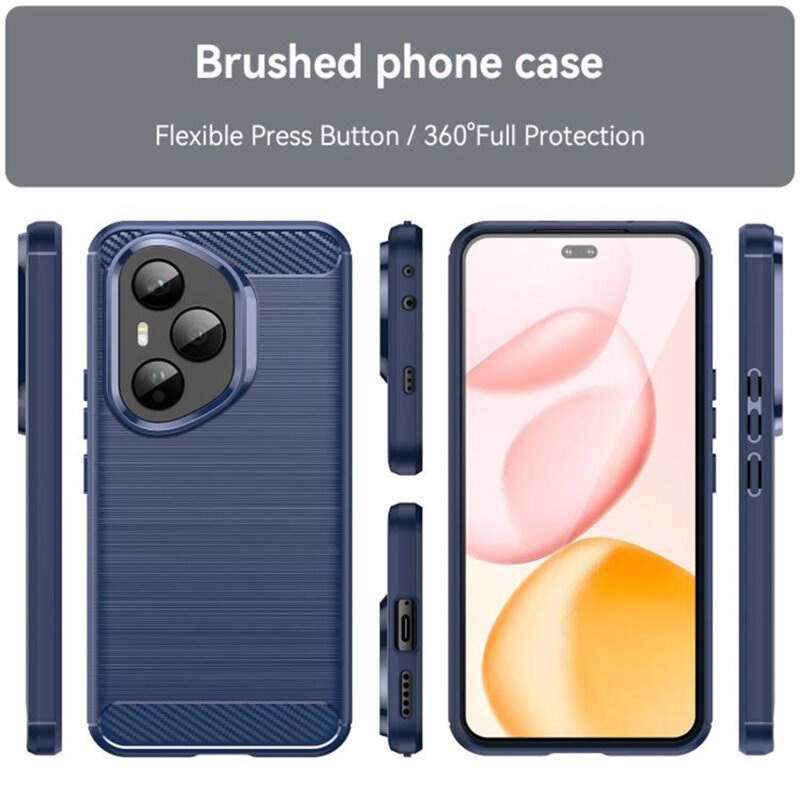 Husa Honor 400 Pro Techsuit Carbon Silicone, albastru