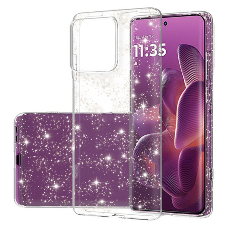 Husa sclipici Motorola Edge 60 Techsuit SparkleSkin, transparenta