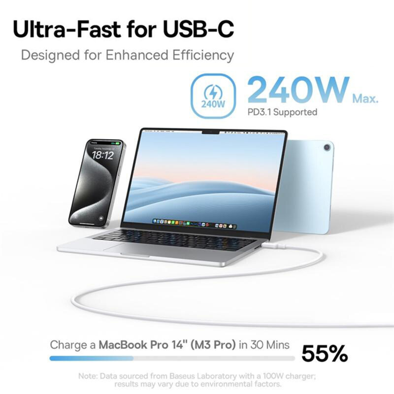 Cablu incarcare magnetic 240W Baseus PicoGo, 1m, bleu, P10376800311-00