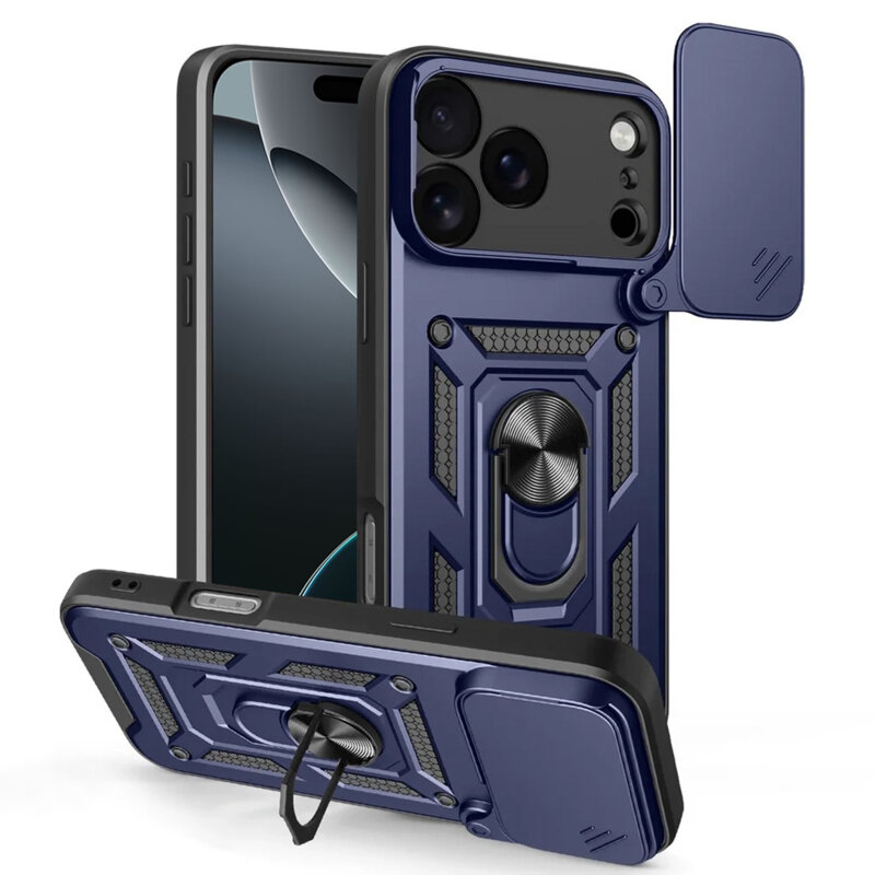 Husa iPhone 17 Pro Max protectie camera Techsuit CamShield Series, albastru