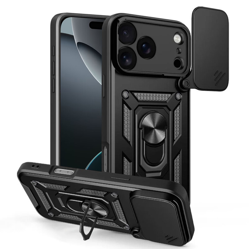 Husa iPhone 17 Pro Max protectie camera Techsuit CamShield Series, negru