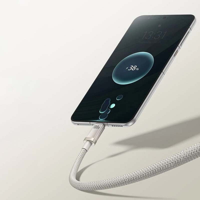 Cablu incarcare rapida 100W Baseus Titanium, 2m, argintiu, P10378102G21-02