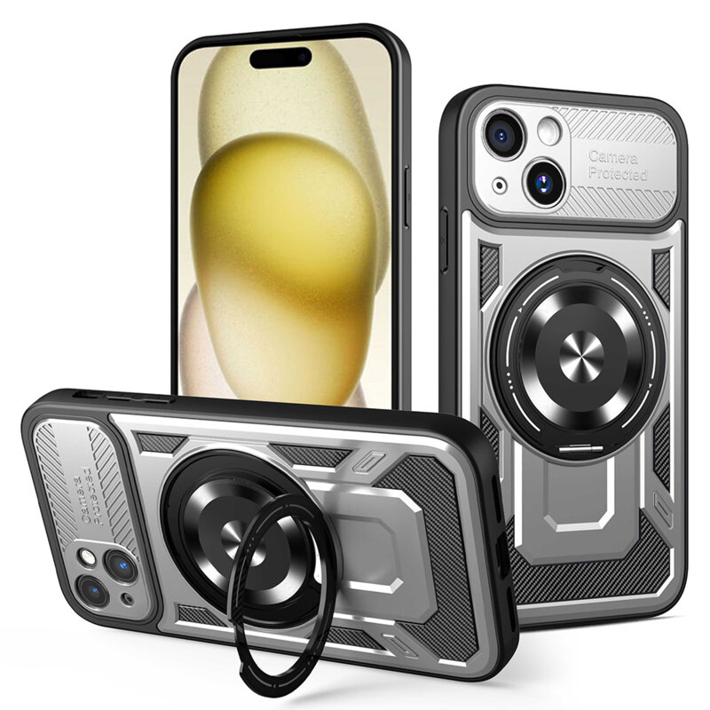 Husa iPhone 15 Techsuit RuggedCam, gri
