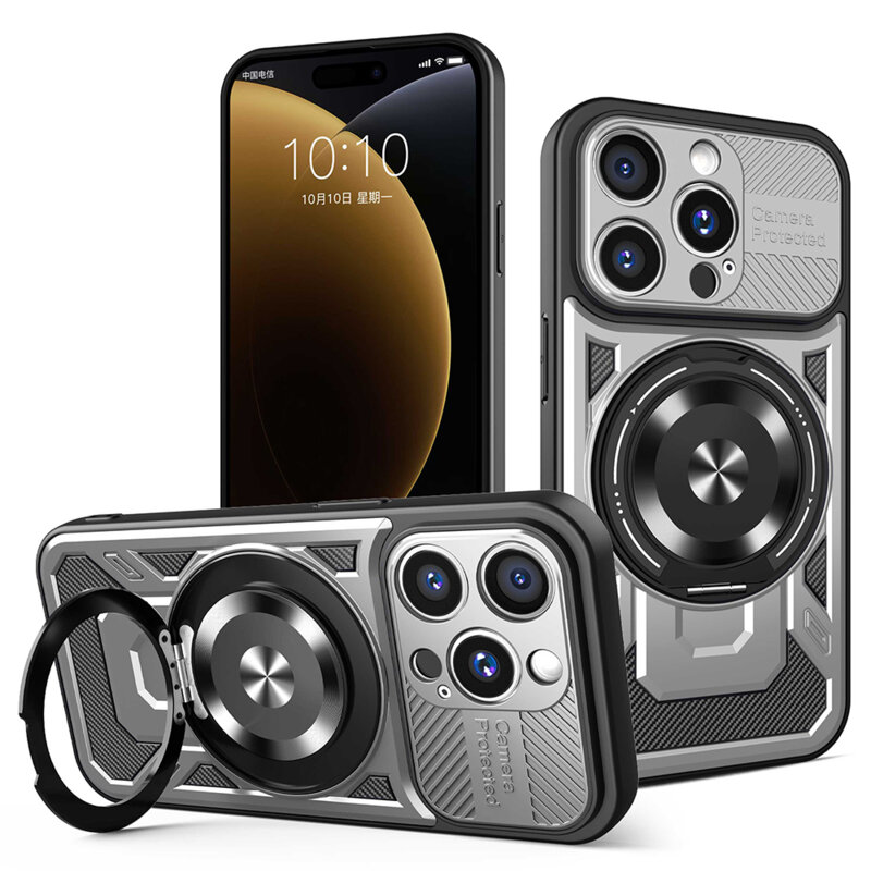 Husa iPhone 15 Pro Techsuit RuggedCam, gri