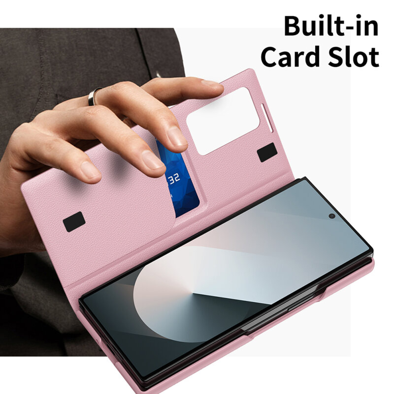 Husa tip carte Samsung Galaxy Z Fold5 SmartView Series, roz