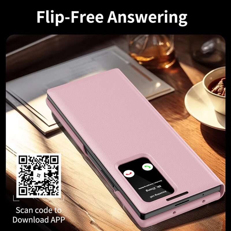 Husa tip carte Samsung Galaxy Z Fold5 SmartView Series, roz