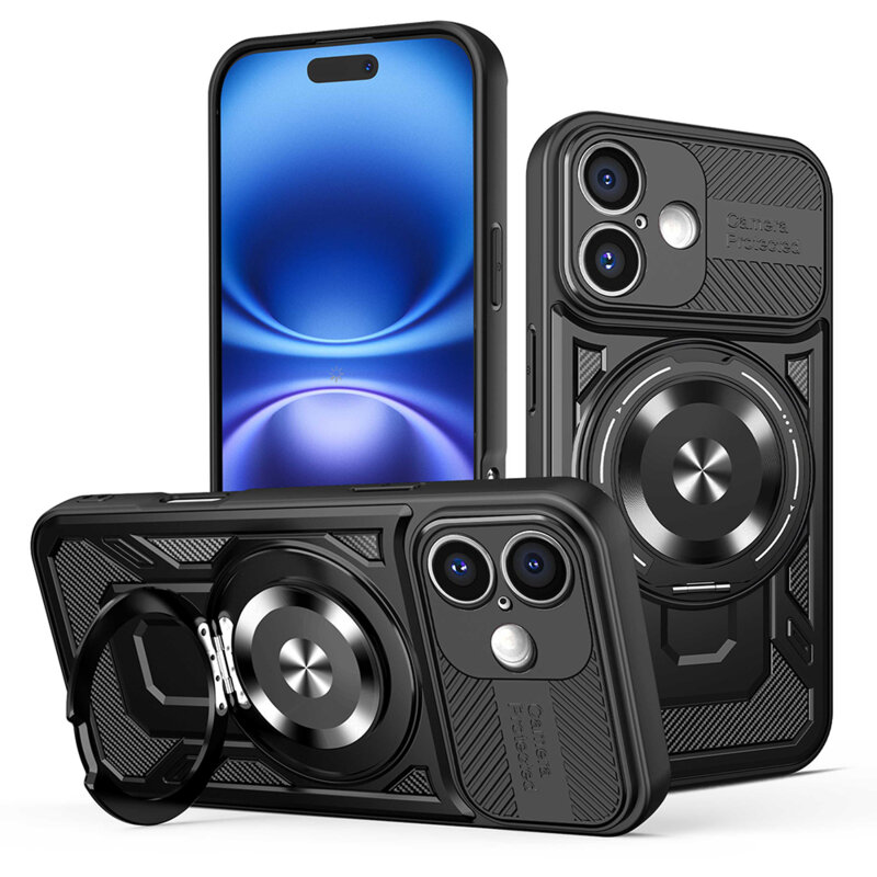 Husa iPhone 16 Plus Techsuit RuggedCam, negru