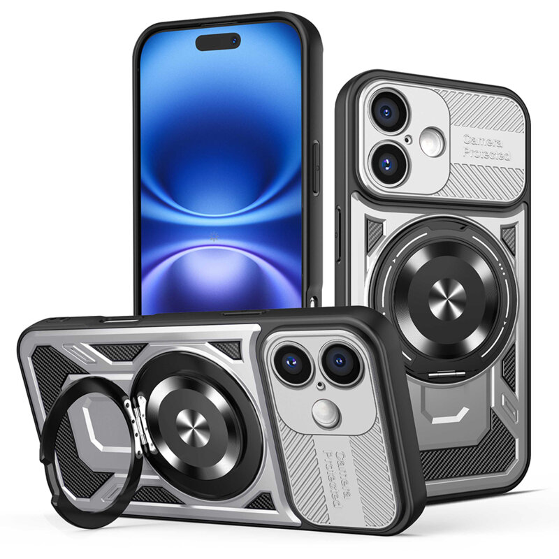 Husa iPhone 16 Plus Techsuit RuggedCam, gri