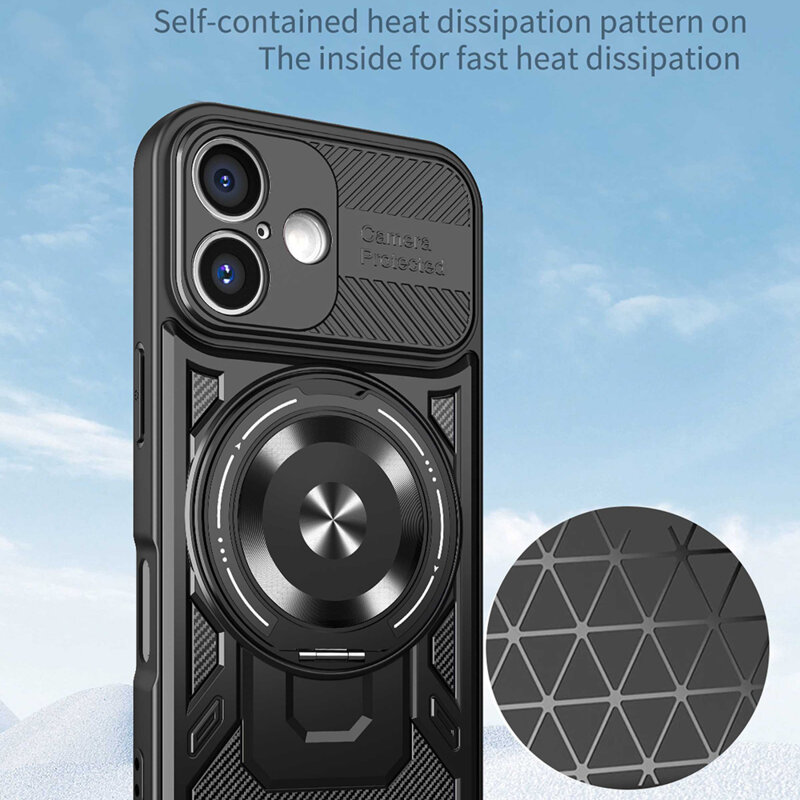 Husa iPhone 16 Plus Techsuit RuggedCam, gri