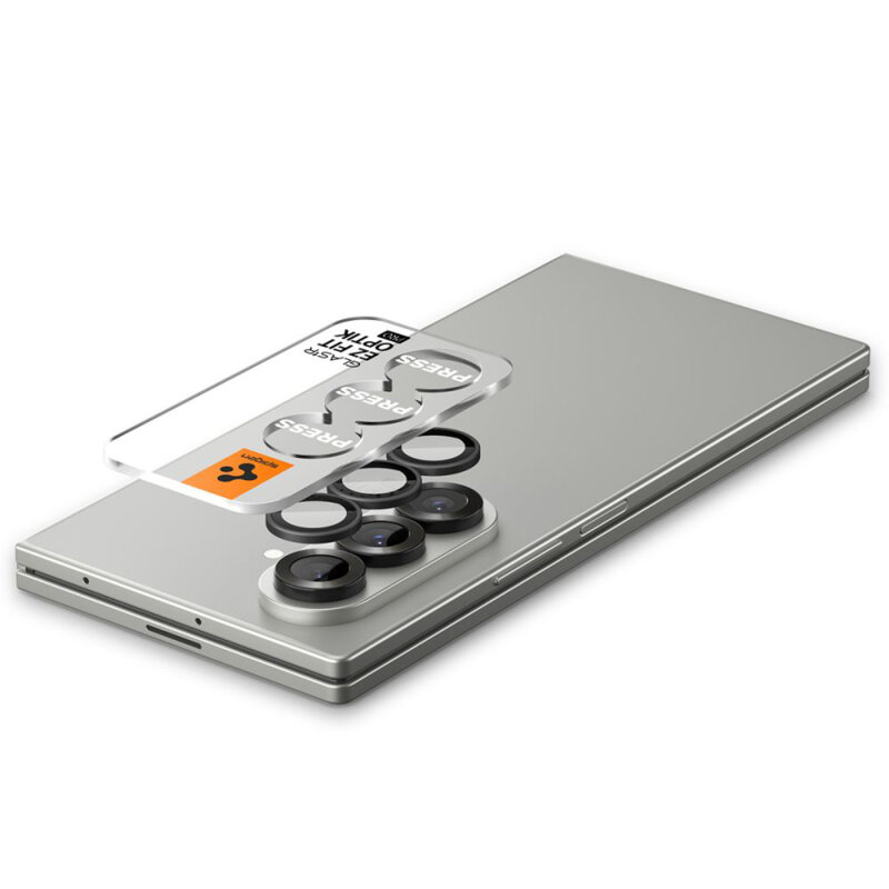 [Pachet 2x] Folie sticla camera Samsung Galaxy Z Fold7 Spigen Glas.tR Optik EZ Fit Pro HD, negru