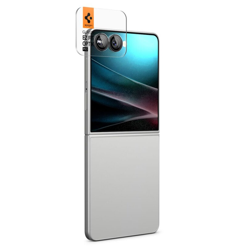 [Pachet 2x] Folie sticla camera Samsung Galaxy Z Flip7 Spigen Glas.tR Optik EZ Fit Pro HD, negru