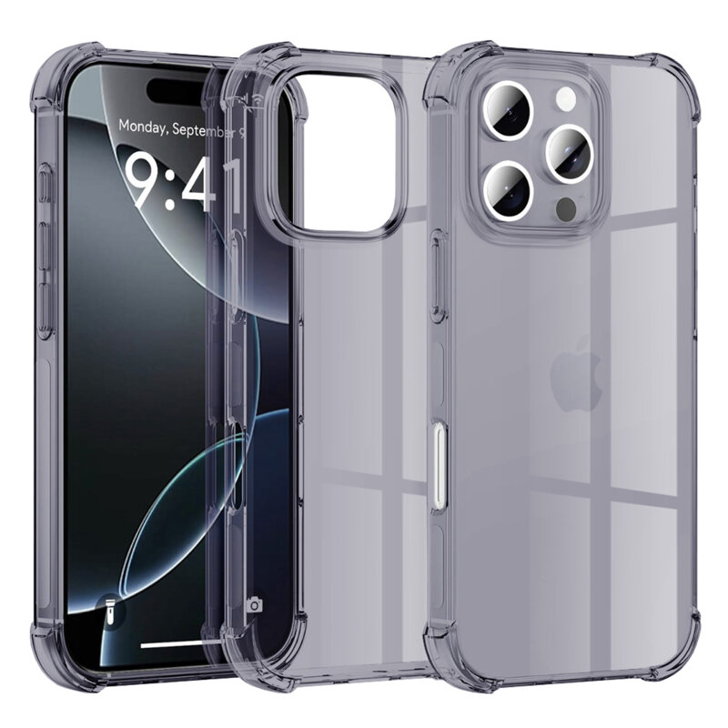Husa iPhone 16 Pro Max Techsuit Shockproof Clear Silicone, fumuriu
