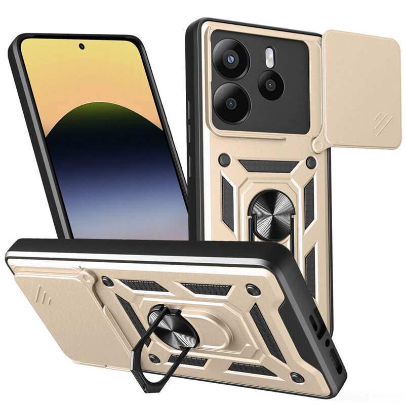 Husa Xiaomi Redmi Note 14 5G protectie camera Techsuit CamShield Series, auriu