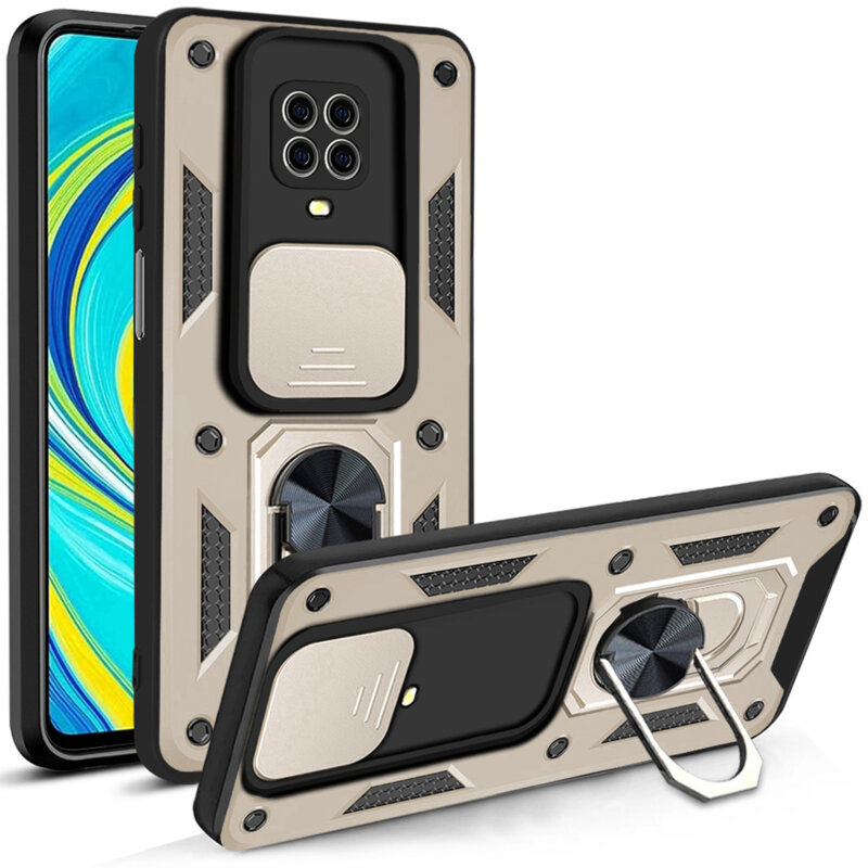 Husa Xiaomi Redmi Note 9 Pro Max protectie camera Techsuit CamShield Series, auriu