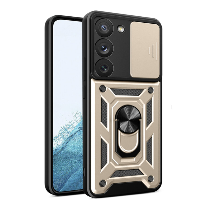 Husa Samsung Galaxy S22 5G protectie camera Techsuit CamShield Series, auriu