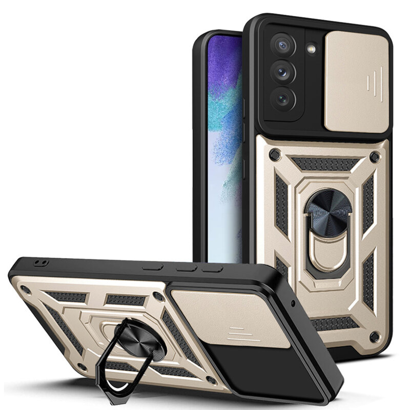 Husa Samsung Galaxy S21 FE 5G protectie camera Techsuit CamShield Series, auriu
