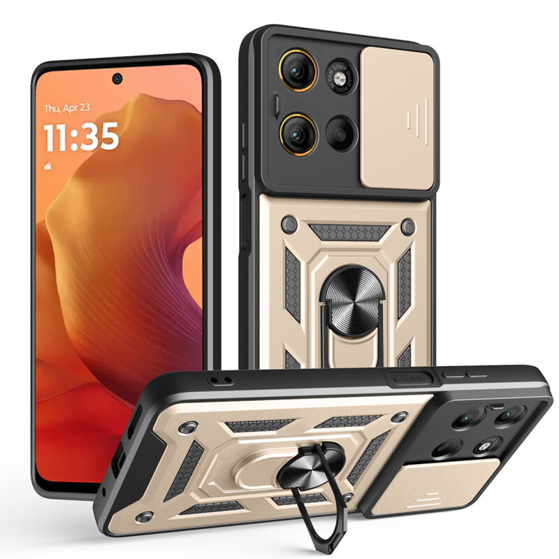 Husa Motorola Moto G15 protectie camera Techsuit CamShield Series, auriu