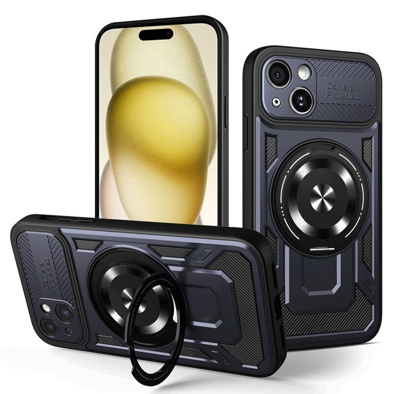 Husa iPhone 15 Techsuit RuggedCam, albastru