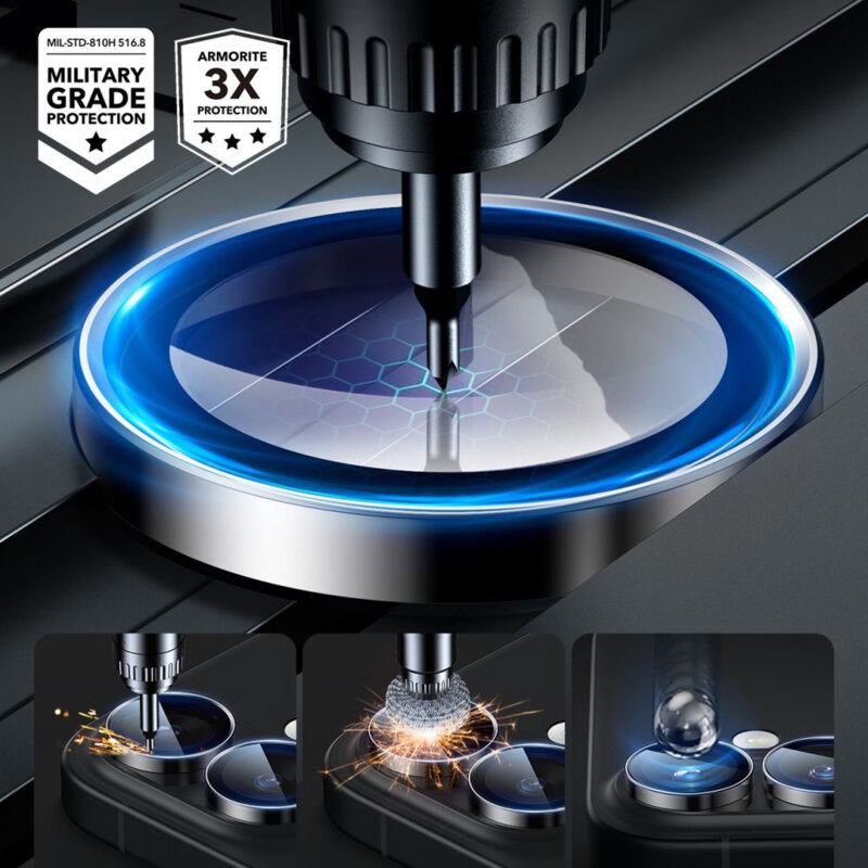 Folie sticla camera iPhone 17 ESR Armorite Camera Lens Protectors, negru