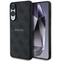 Husa Samsung Galaxy S25 Edge Guess 4G Ring Classic Logo MagSafe, negru, GUHMS25EG4GFRK