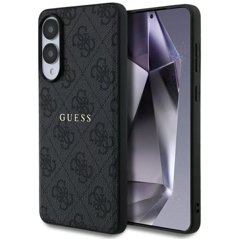 Husa Samsung Galaxy S25 Edge Guess 4G Ring Classic Logo MagSafe, negru, GUHMS25EG4GFRK