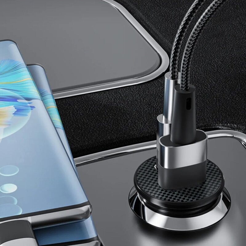 Incarcator auto Fast Charge USB, Type-C 40W Techsuit C4, negru