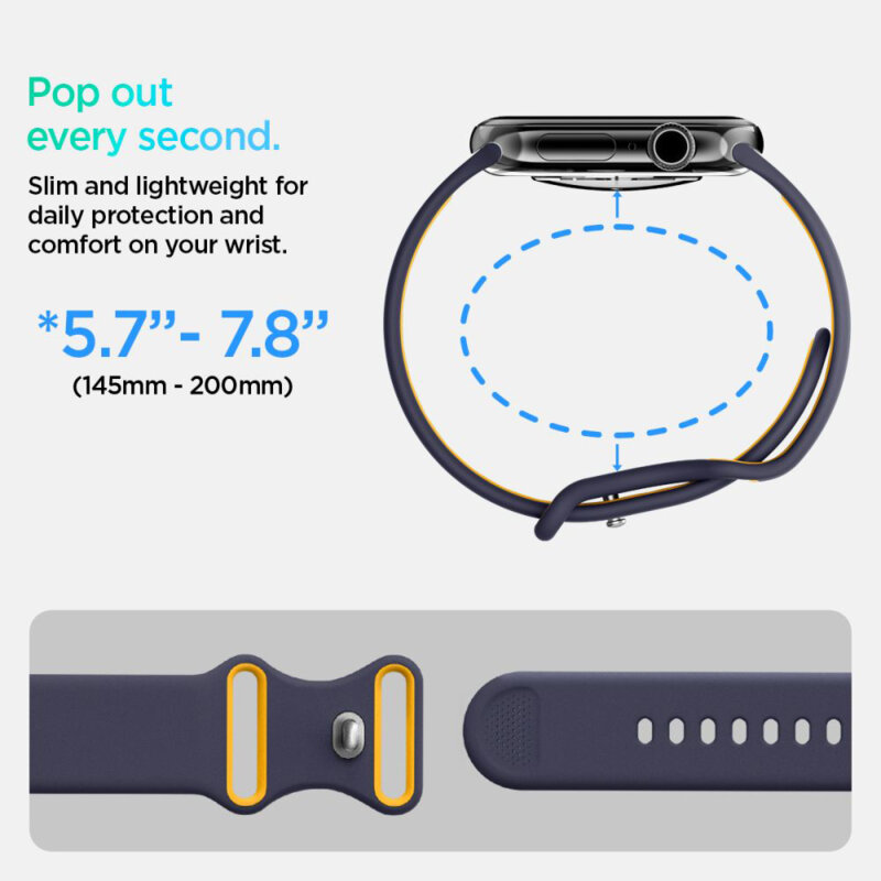 Curea Apple Watch 8 45mm Spigen Nano Pop, bleumarin