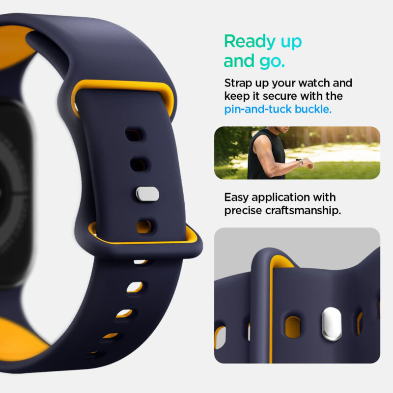 Curea Apple Watch 10 46mm Spigen Nano Pop, bleumarin