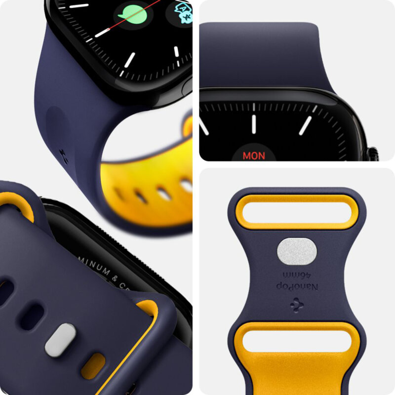 Curea Apple Watch 10 46mm Spigen Nano Pop, bleumarin