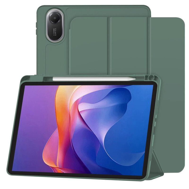 Husa Xiaomi Redmi Pad 2 Techsuit Flex Trifold Pen, verde inchis
