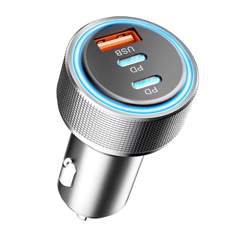Incarcator auto bricheta USB, Type-C 60W Techsuit C6, arginsiu