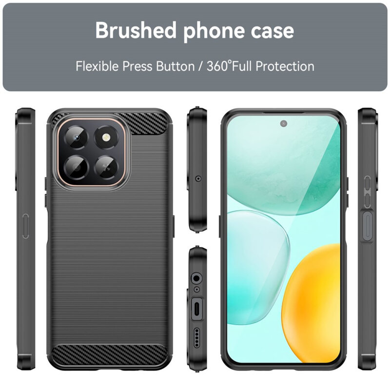 Husa Honor X6c Techsuit Carbon Silicone, negru