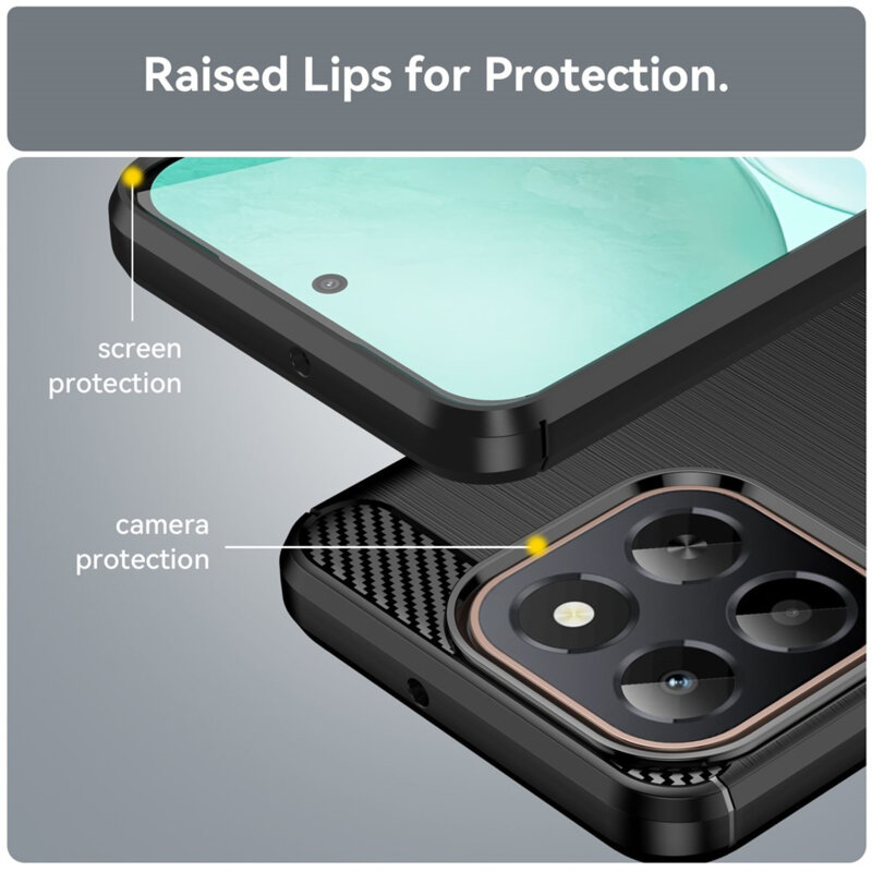 Husa Honor X6c Techsuit Carbon Silicone, negru