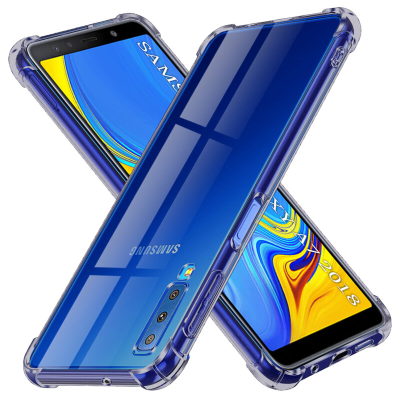 Husa Samsung Galaxy A7 2018 Techsuit Shockproof Clear Silicone, fumuriu