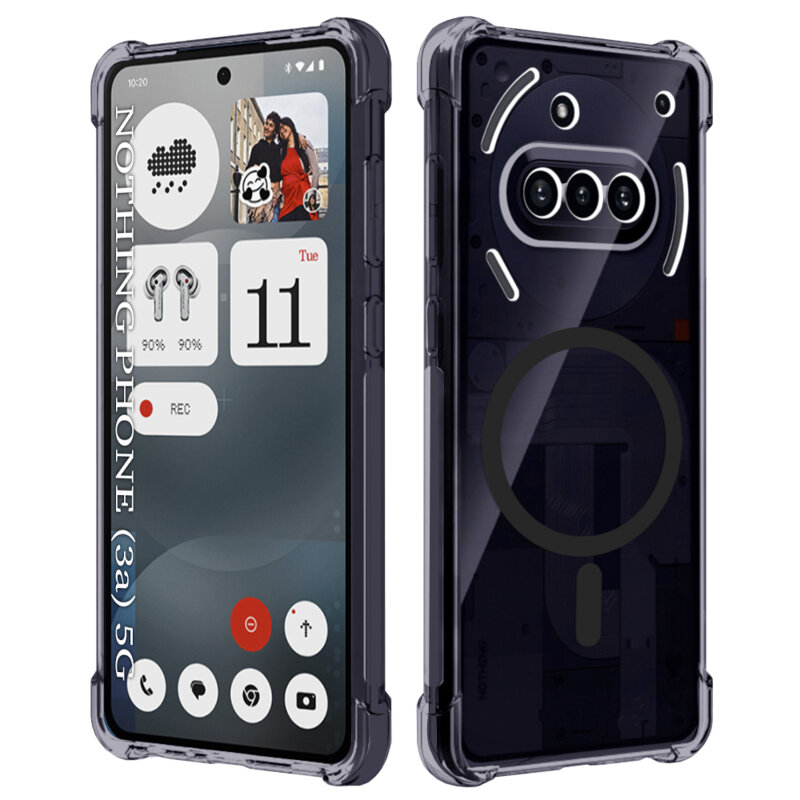 Husa Nothing Phone (3a) Techsuit Shockproof Clear Silicone MagSafe, fumuriu