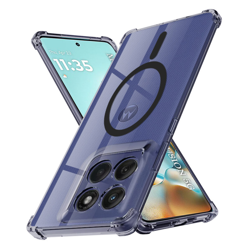 Husa Motorola Edge 60 Fusion Techsuit Shockproof Clear Silicone MagSafe, fumuriu