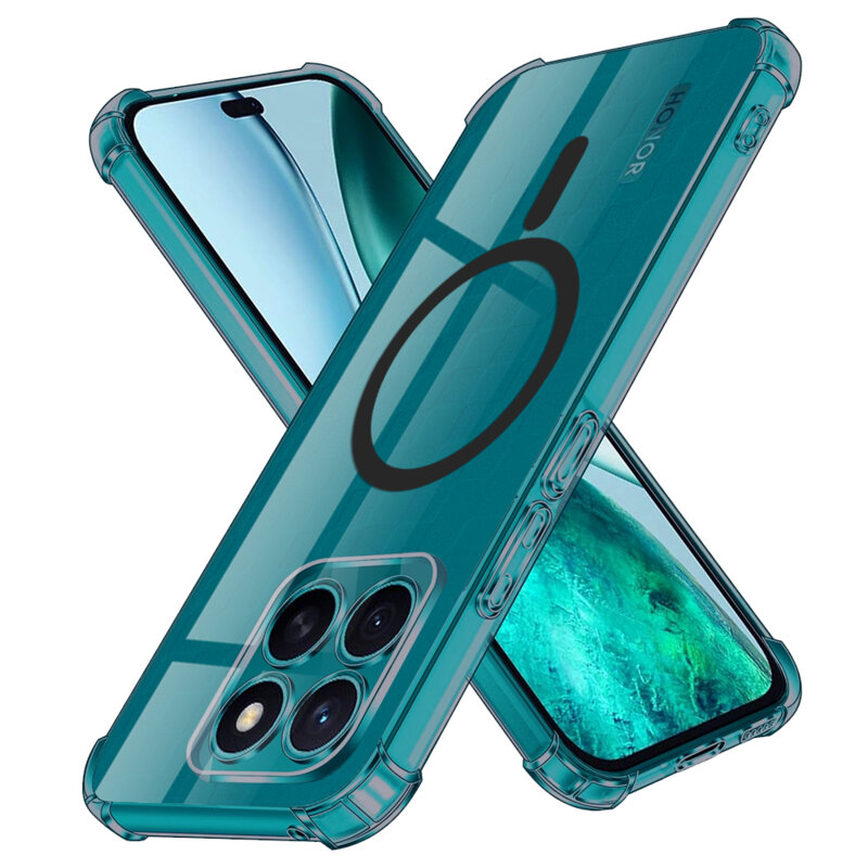 Husa Honor X8c Techsuit Shockproof Clear Silicone MagSafe, fumuriu