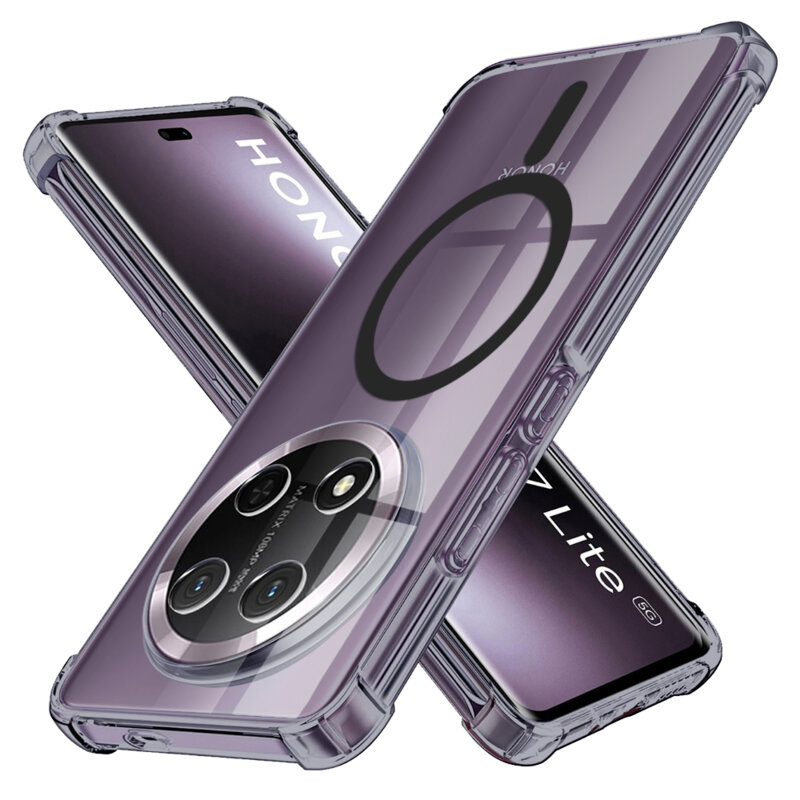 Husa Honor X9c Techsuit Shockproof Clear Silicone MagSafe, fumuriu