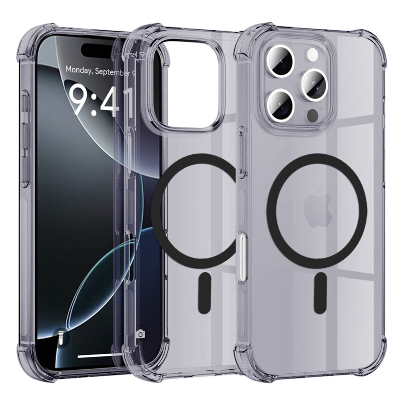 Husa iPhone 16 Pro Max Techsuit Shockproof Clear Silicone MagSafe, fumuriu