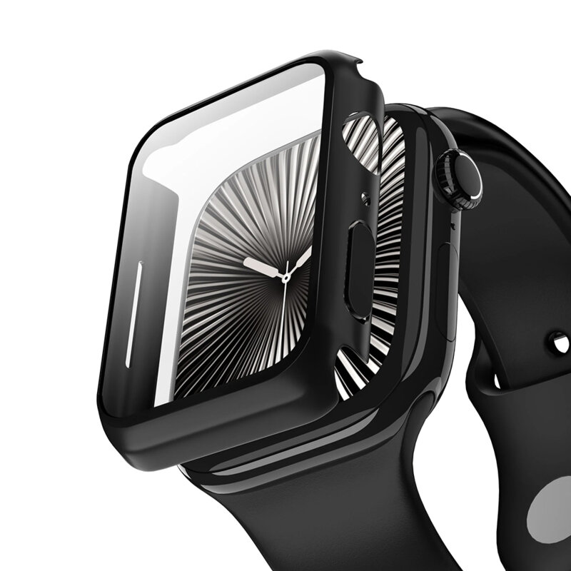 [Pachet 360°] Husa + folie Apple Watch 7 45mm ANANK Screen Guard, negru