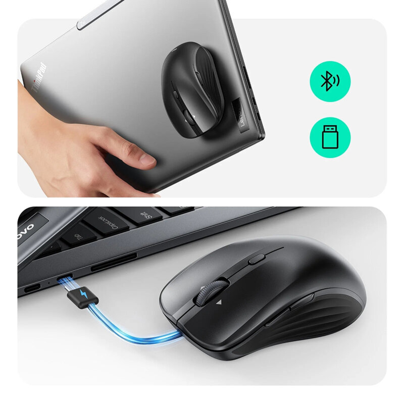 Mouse wireless magnetic pentru laptop ESR, 4800DPI, negru, 6H002