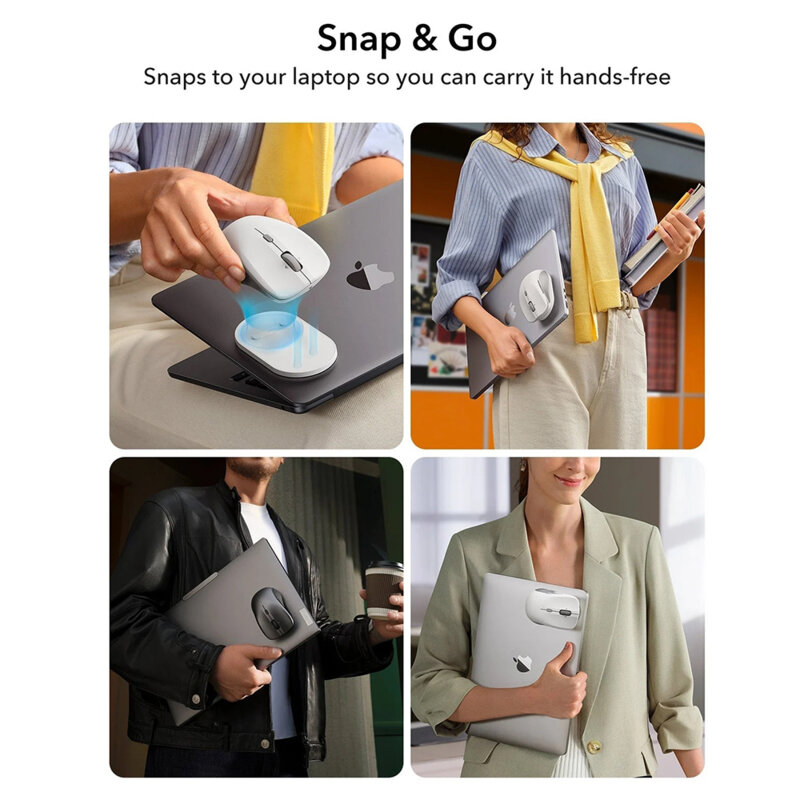 Mouse wireless magnetic pentru laptop ESR, 4800DPI, negru, 6H002