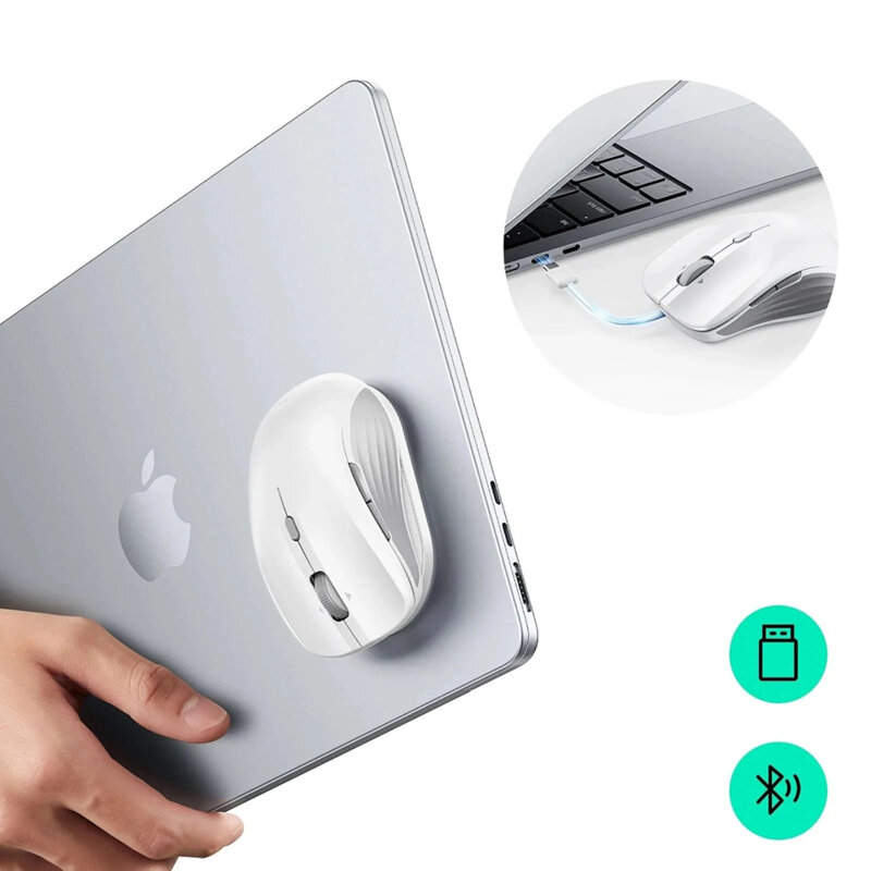 Mouse wireless magnetic pentru laptop ESR, 4800DPI, alb, 6H002