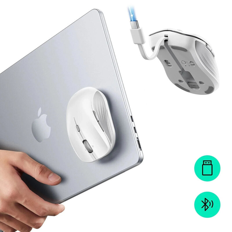 Mouse wireless magnetic pentru laptop ESR, 4800DPI, alb, 6H002