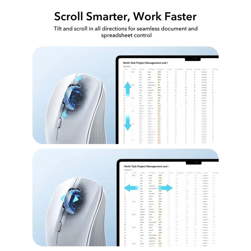 Mouse wireless magnetic pentru laptop ESR, 4800DPI, alb, 6H002