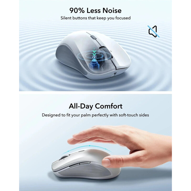 Mouse wireless magnetic pentru laptop ESR, 4800DPI, alb, 6H002