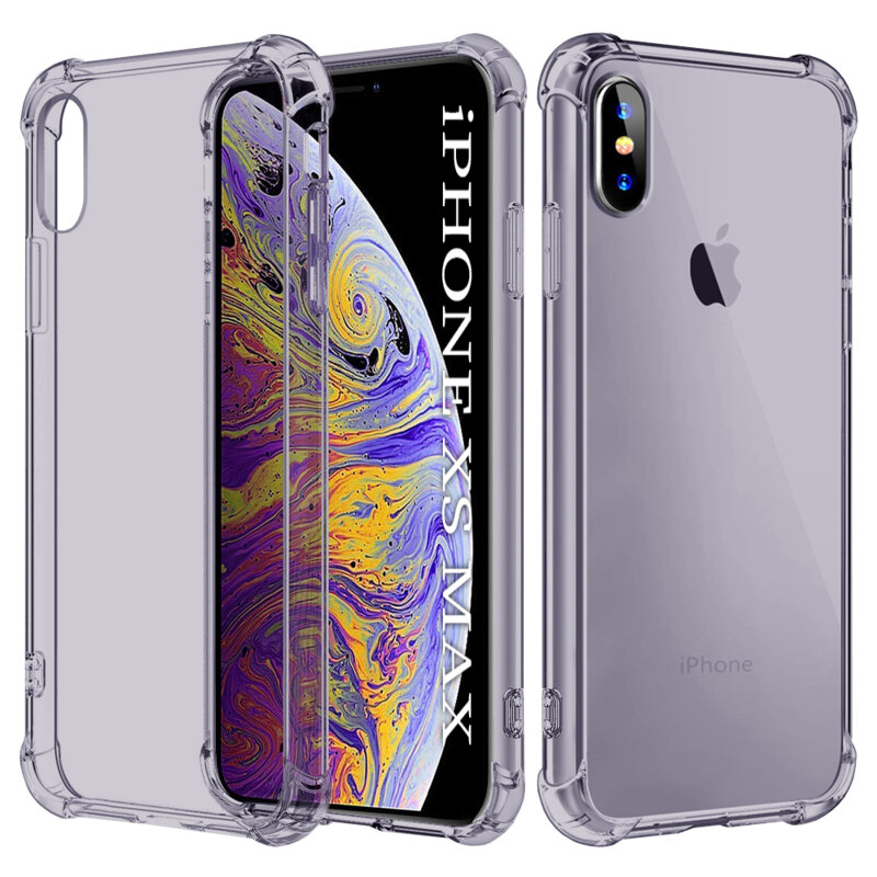 Husa iPhone XS Max Techsuit Shockproof Clear Silicone, fumuriu
